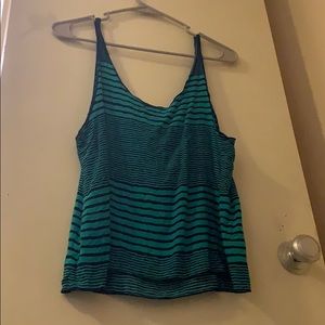Blue and black tank top